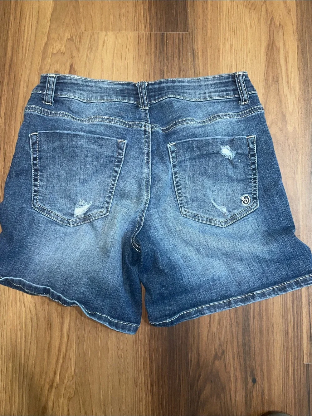 Indigo Rein Distressed Denim Shorts - Blue